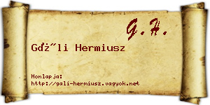 Gáli Hermiusz névjegykártya